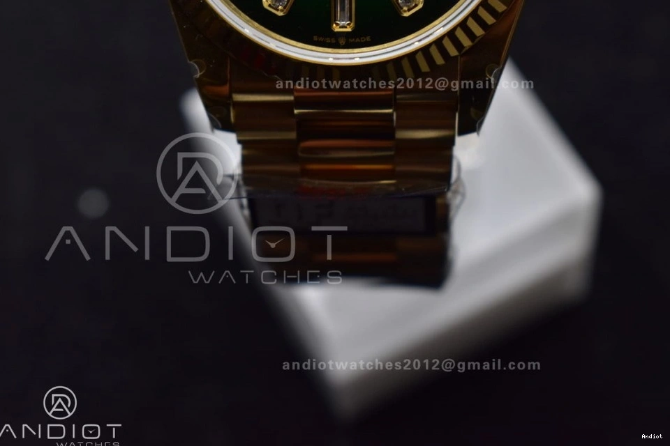 Faded with Square V5 DayDate 904L Diamond vr3255 Steel on YG 692 President Bracelet Reliable Best Edition Green 36 Dial (Gain Weight) QF 0718